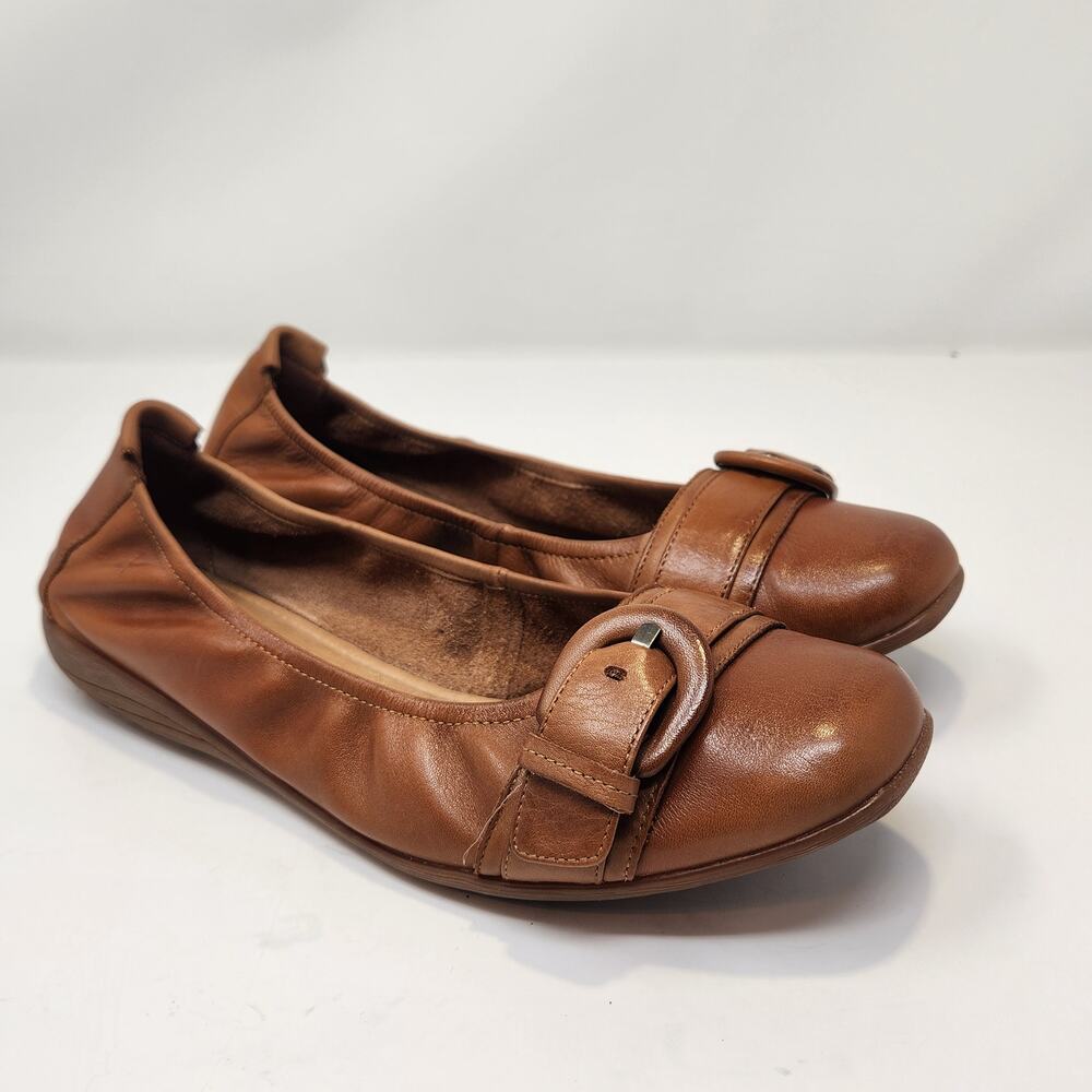 Josef Seibel Fenja 23 Camel Brown Leather Ballet Flats Women Size 40 US 9.5 10
